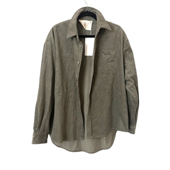 PIPPA THE LABEL Corduroy Oversized Shacket Sage NWT Small - Picture 1 of 5
